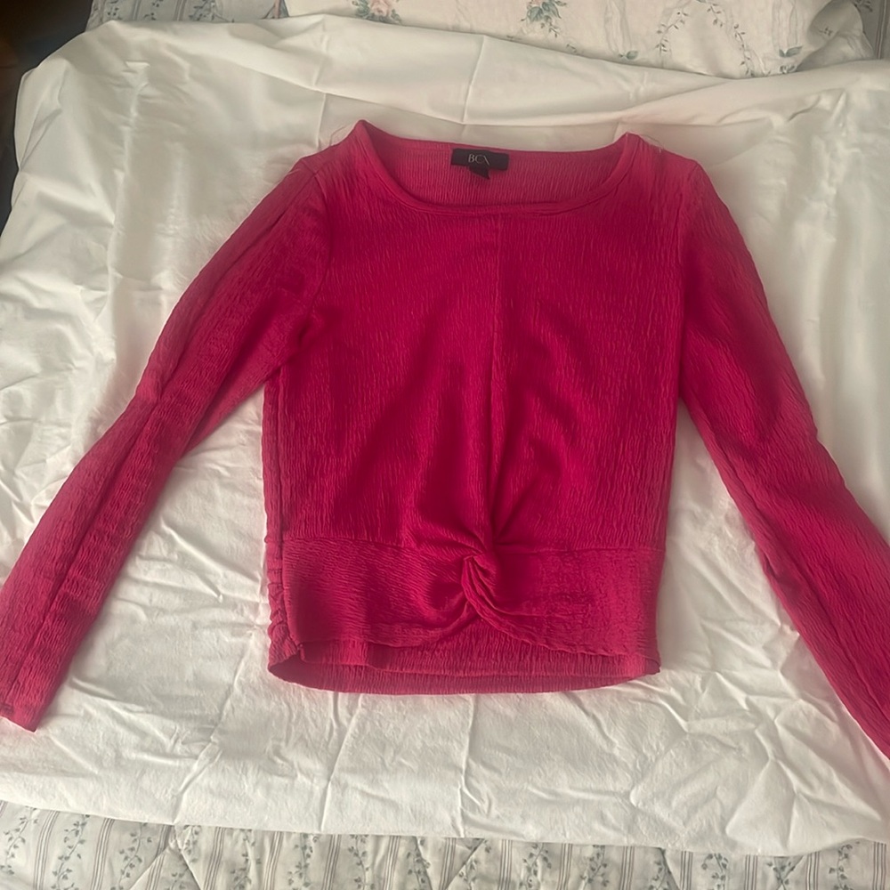 Hot pink long sleeved top, size small, brand BCX